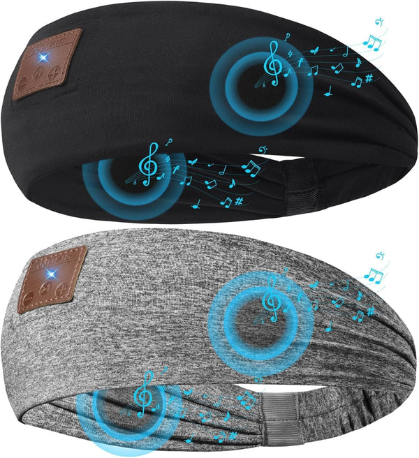 2-Pack Sleeping Headphones Bluetooth 5.4 Headband, Headband Headphones with Ultra-Thin Speakers, Headphones Headband for Side Sleepers, Running, Insomniac, Travel, Meditation（Black&Grey）