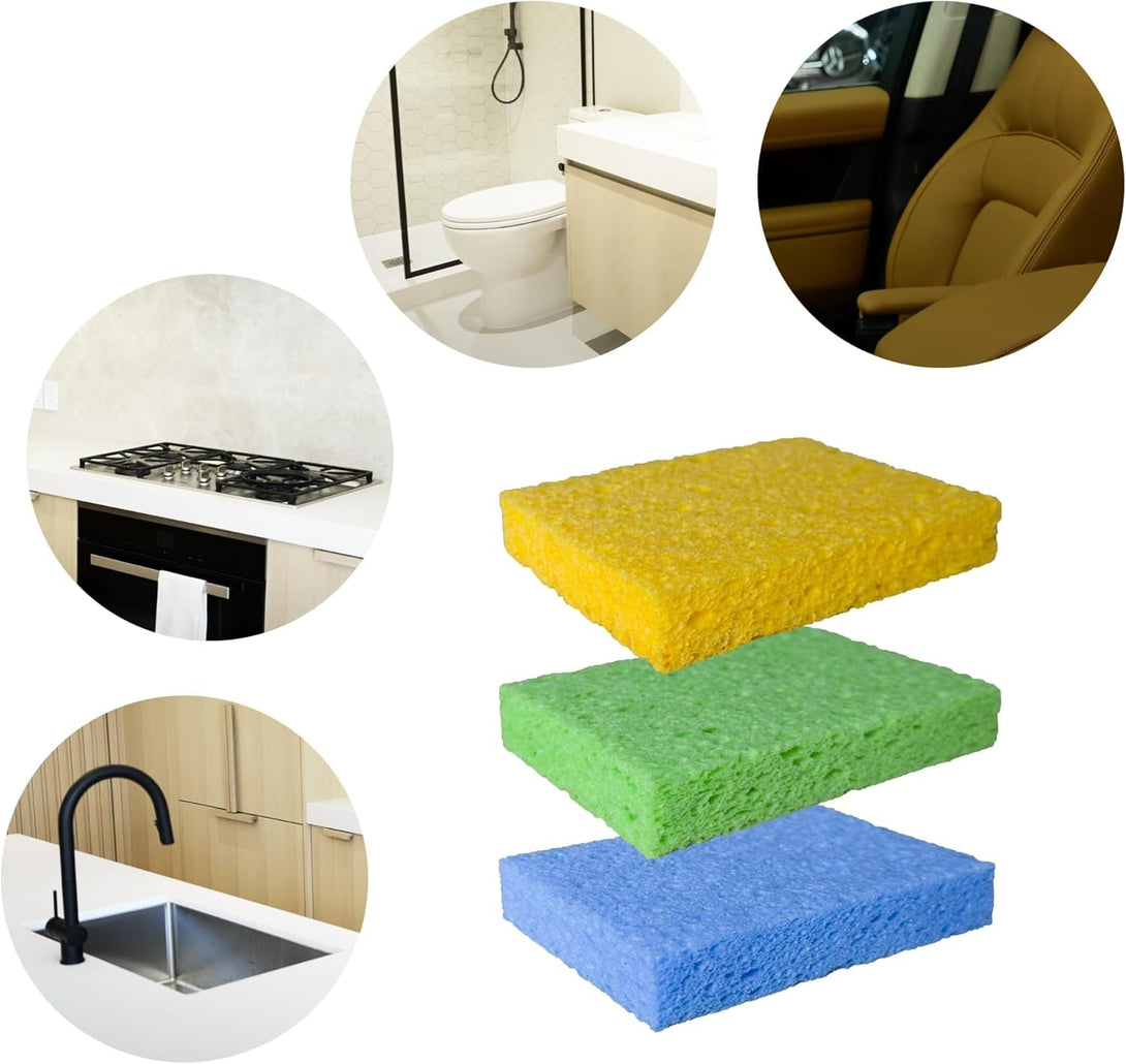 36 Pk Pop-Up Compressed Cellulose Sponges, Heavy Duty Scrub Kitchen Sponge, Clean Tough Messes without Scratching Eco Friendly Reusable Compostable&Biodegradable 4.6X2.8X0.8Inch