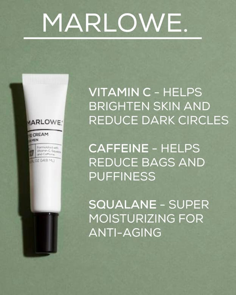 No. 127 Mens Eye Cream with Vitamin C, Caffeine and Moisturizing Squalane for Puffiness, Wrinkles & Dark Circles, Targeted under Eye Skin Care, 0.5 FL Oz