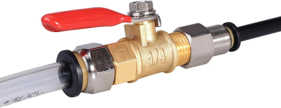 1/4 Inch Valve Npt Air Compressor Brass Heavy Duty Valve Male and Female Shut off Switch 1/4 NPT Thread Pipe Fitting (Male X Female 3PCS)