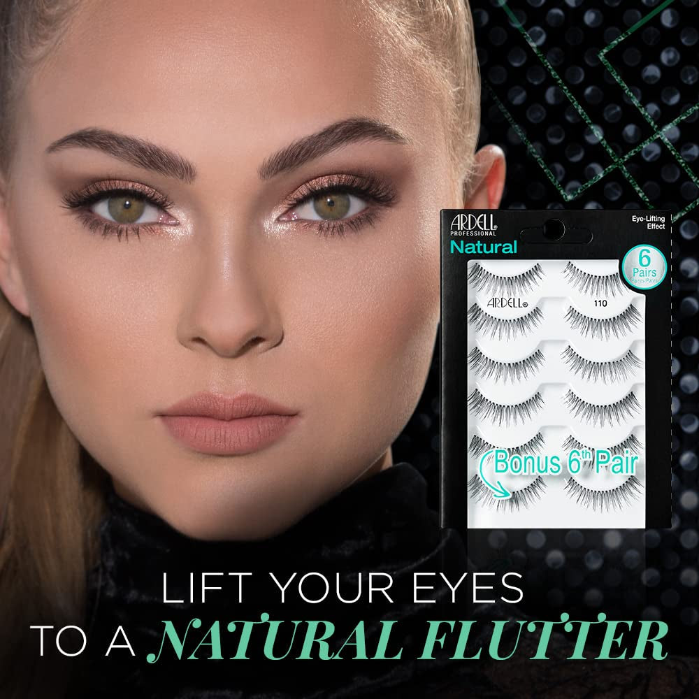 Ardell False Eyelashes, Natural 110, 5 Pair + Bonus Pair Multipack for Eye-Lifting Effect