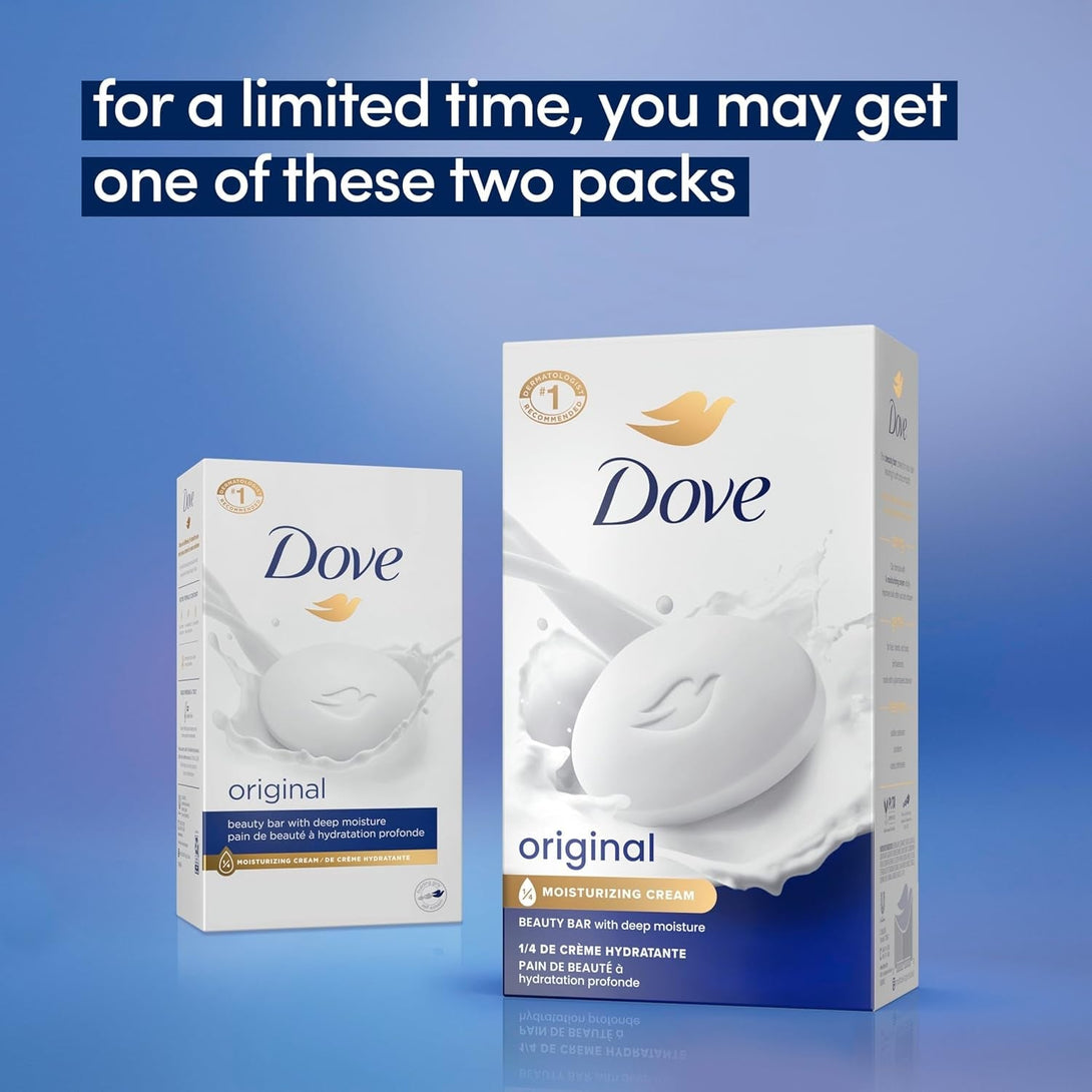 Dove Beauty Bar Gentle Skin Cleanser Moisturizing for Gentle Soft Skin Care Original Made with 1/4 Moisturizing Cream 3.75 Oz, 4 Bars
