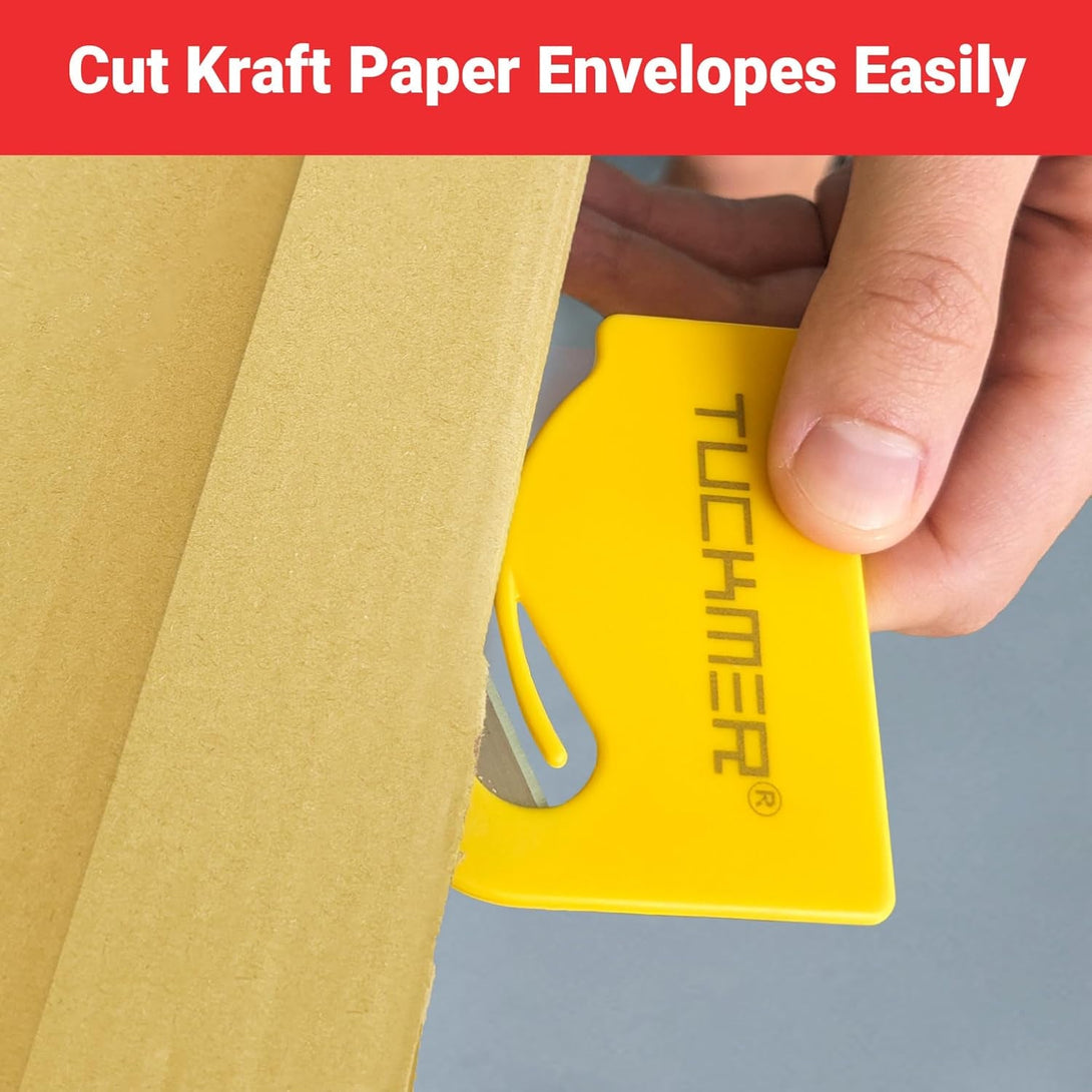 4 Pk Letter Opener Envelope Opener, Mail Cutter Slitter for Women, Men, Office, Home & Business Travelers - Mail Cutter with Safety Concealed Razor Blade and Guiding Tip for Perfect Cut - 4 Colors