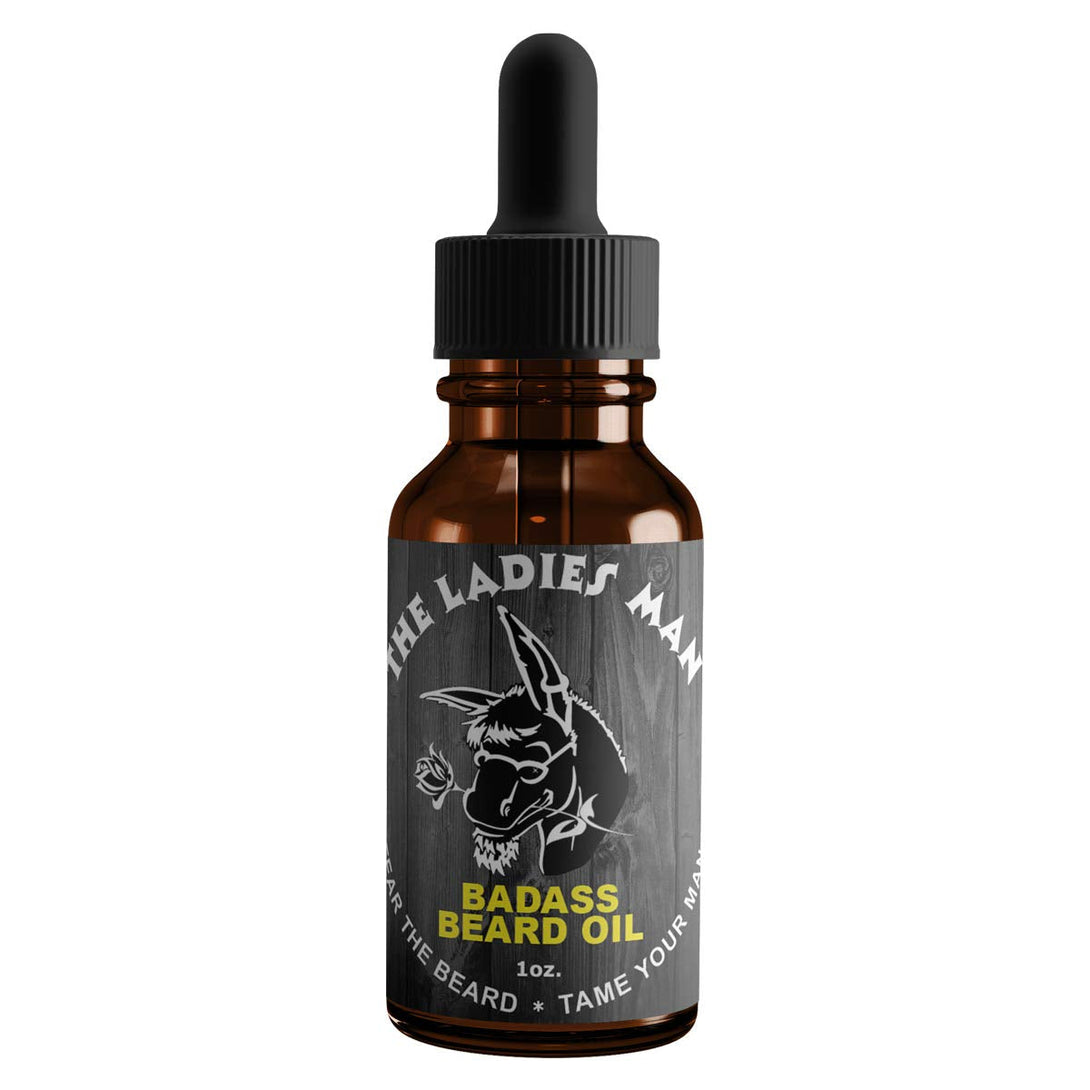 Badass Beard Care Oil for Men - the Ladies Man Scent, 1 Oz - All Natural Ingredients, Keeps Beard and Mustache Full, Soft and Healthy