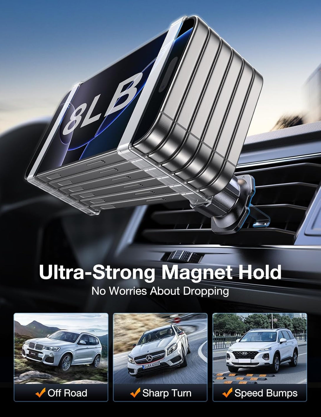 AKESEPE for Magsafe Car Mount [2025 Strongest Magnet Power] Magnetic Phone Holder for Car Vent 360° Rotation Magnetic Car Phone Holder Mount for Iphone 16 Pro Max 15 14 13 plus Mini