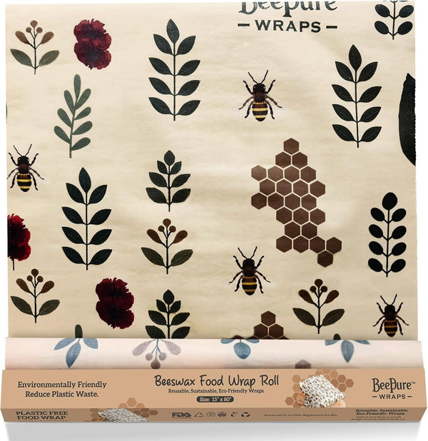 Beeswax Food Wrap Roll (15"X80") – Reusable & Sustainable Eco-Friendly Food Storage Alternative to Plastic