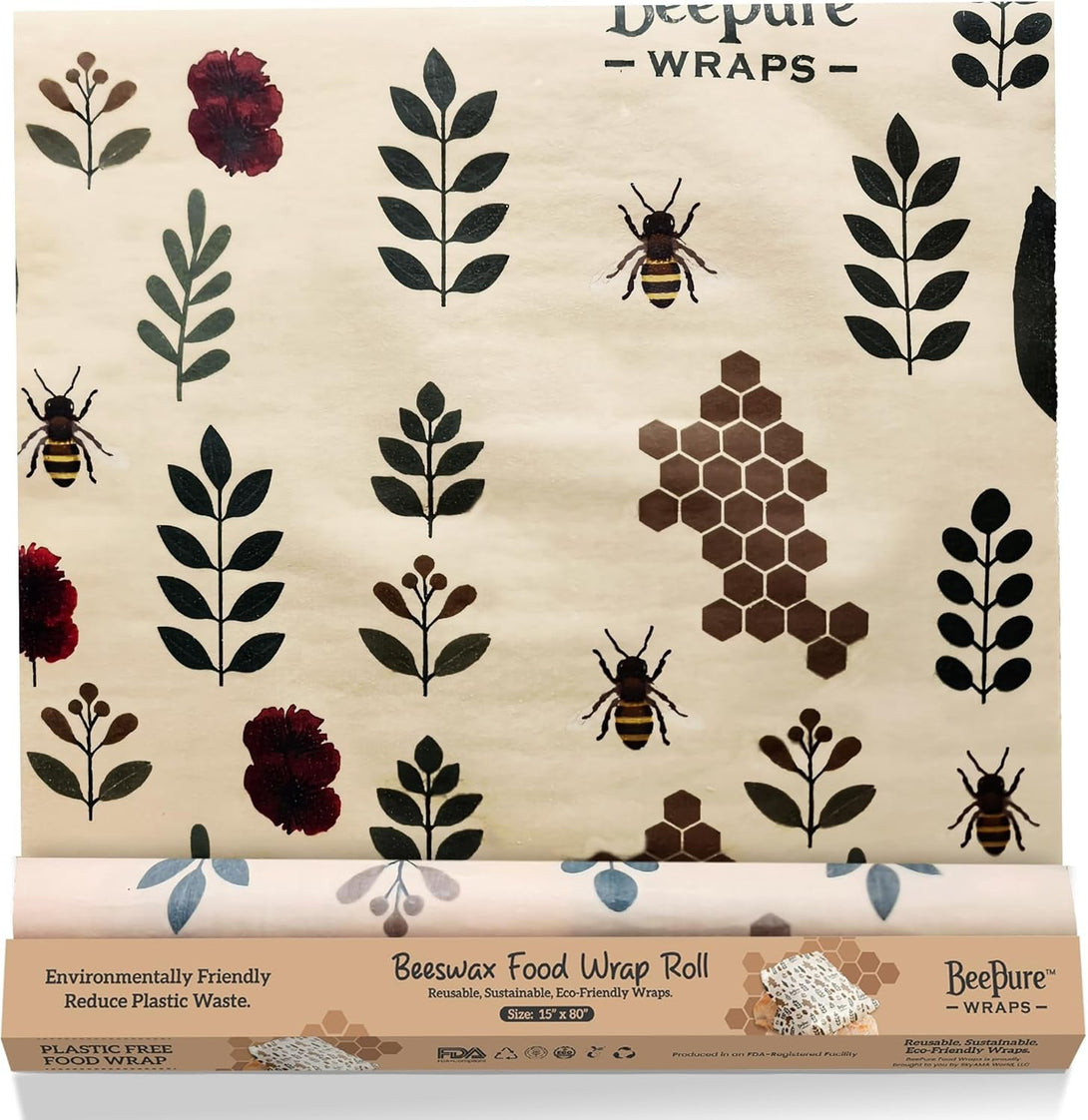 Beeswax Food Wrap Roll (15"X80") – Reusable & Sustainable Eco-Friendly Food Storage Alternative to Plastic