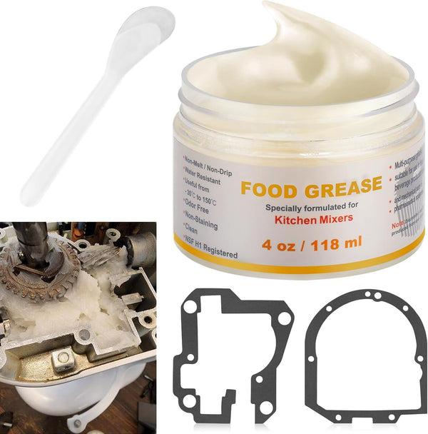 4 Oz Food Grade Grease for Kitchen Aid Stand Mixer - by Huthbrother, Universally for Kitchen Stand Mixer, Mixer Gear Attachments, Include Gasket 9709511 4162324 with Spatula, NSF-H1 Accredited.