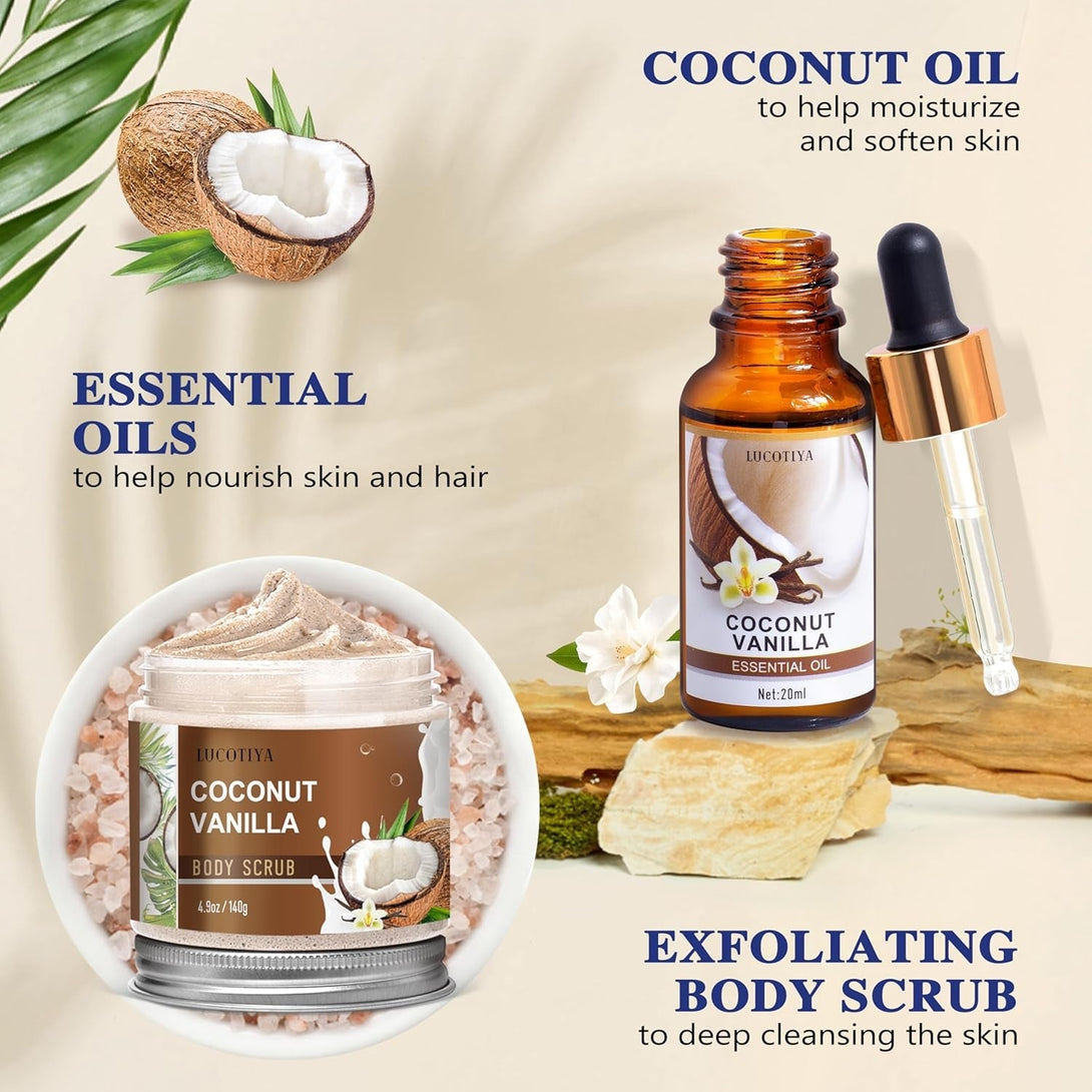 Gifts for Women, Birthday Gifts for Women, Bath and Body Gifts Set, Vanilla Coconut Spa Gift for Self Care,Thank You Relaxing Bath Sets for Mom, Grandma, Girlfriend, Sister, Friends