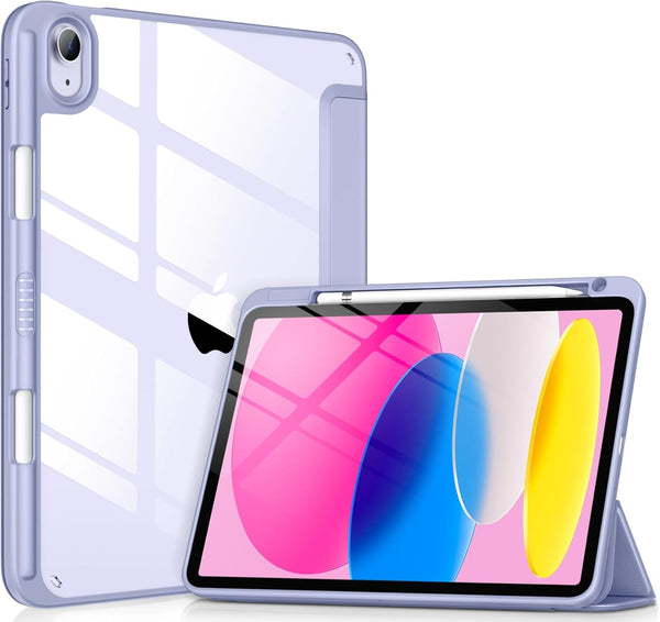 VIKESI Case for Ipad (A16) 11-Inch 2025 and Ipad 10Th Generation 10.9 Inch 2022, Clear Back and TPU Shockproof Frame Cover [Built-In Pencil Holder, Support Auto Sleep/Wake] - Blue Purple