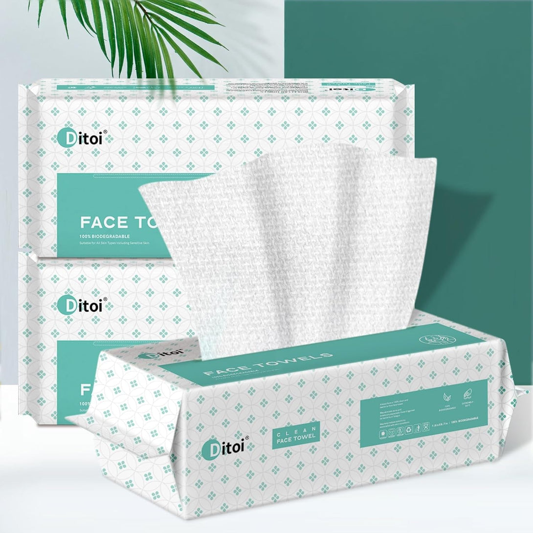 Disposable Face Towels,Ultra Soft &Thick Face Dry Wipes for Makeup Removal & Skincare,Vscose Fiber Facial Coths for Women Daily Cleansing,60 Count