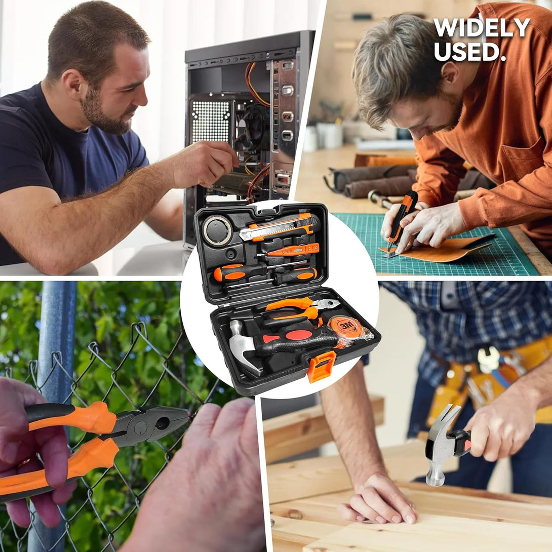 8 Piece Hand Tool Set, High Strength Steel Tools for Home Repair, Car Maintenance, Furniture Assembly with Convenient Storage Case, Basic Tool Kit for Home Use