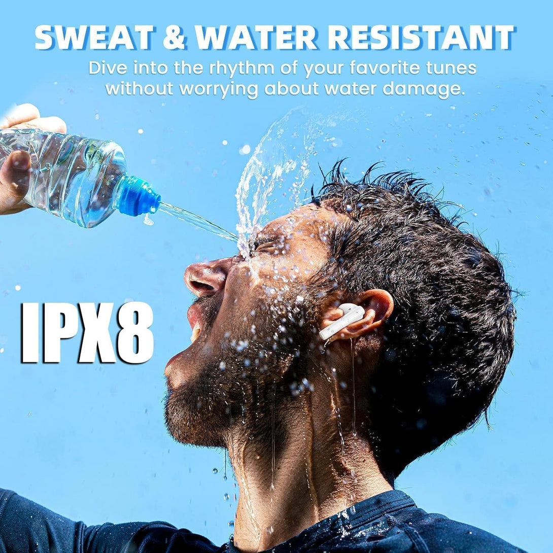 Wireless Earbuds Bluetooth 5.4 Headphones Bass Stereo Wireless Earphones with 4 ENC Noise Cancelling Mic Hifi Stereo IPX8 Waterproof 48H Playtime In-Ear Bluetooth Ear Buds for Iphone/Ios/Android Phone