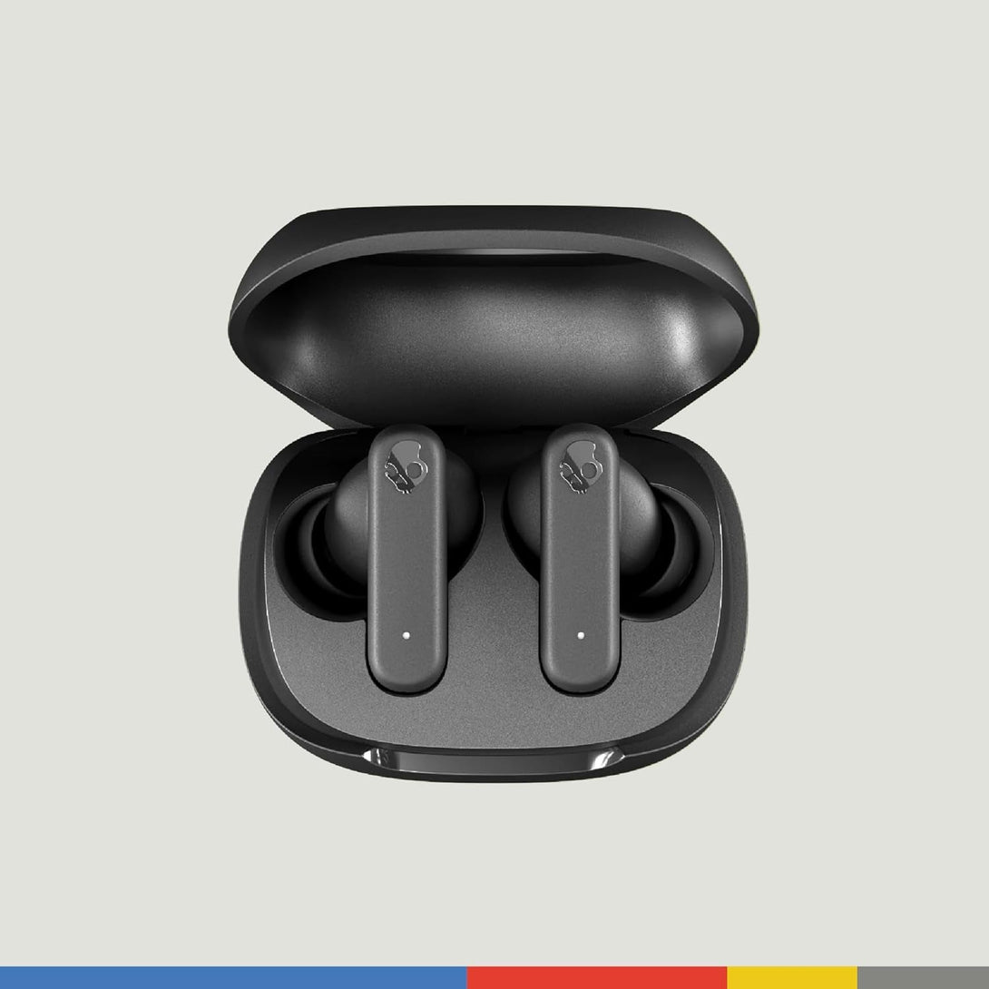 Skullcandy Smokin’ Buds Wireless Earbuds, Bluetooth Headphones, Noise Isolating Fit, up to 20 Hours Battery, IPX4 Sweat and Water Resistant, Microphone for Iphone Android - True Black
