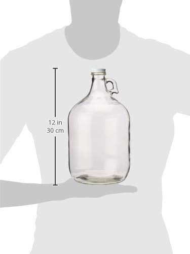 FastRack Glass Water Bottle Includes 38 mm Metal Screw Cap, 1 gallon Capacity, Clear (MN-TF9E-S1RA) 1pack 1 Gallon Growler