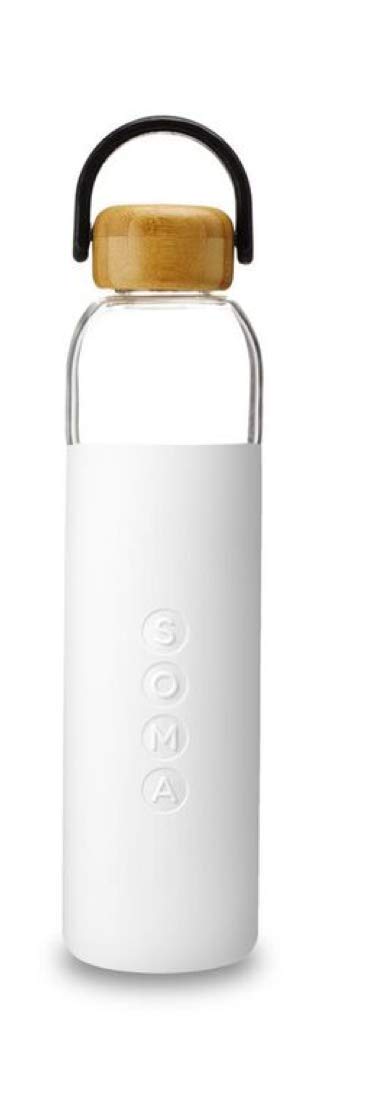 SOMA Glass Water Bottle with Silicone Sleeve, Bpa-Free, White, 25Oz