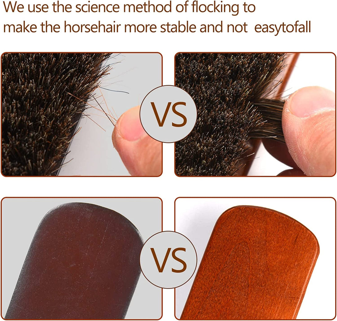 4-Piece Horsehair Shoe Brush Shine Kit, Shoe Polish Kit, Leather Shoes Boot Cleaning Brush Care Clean Dauber Applicators