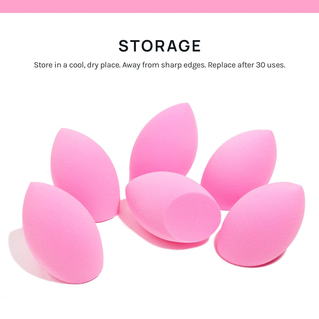 AOA Studio Collection Makeup Sponge Set Makeup Blender Latex Free and High-Definition Super Soft Set of 6 Makeup Blender for Powder Cream and Liquid, Beauty Cosmetic Beveled Shape (Pink)