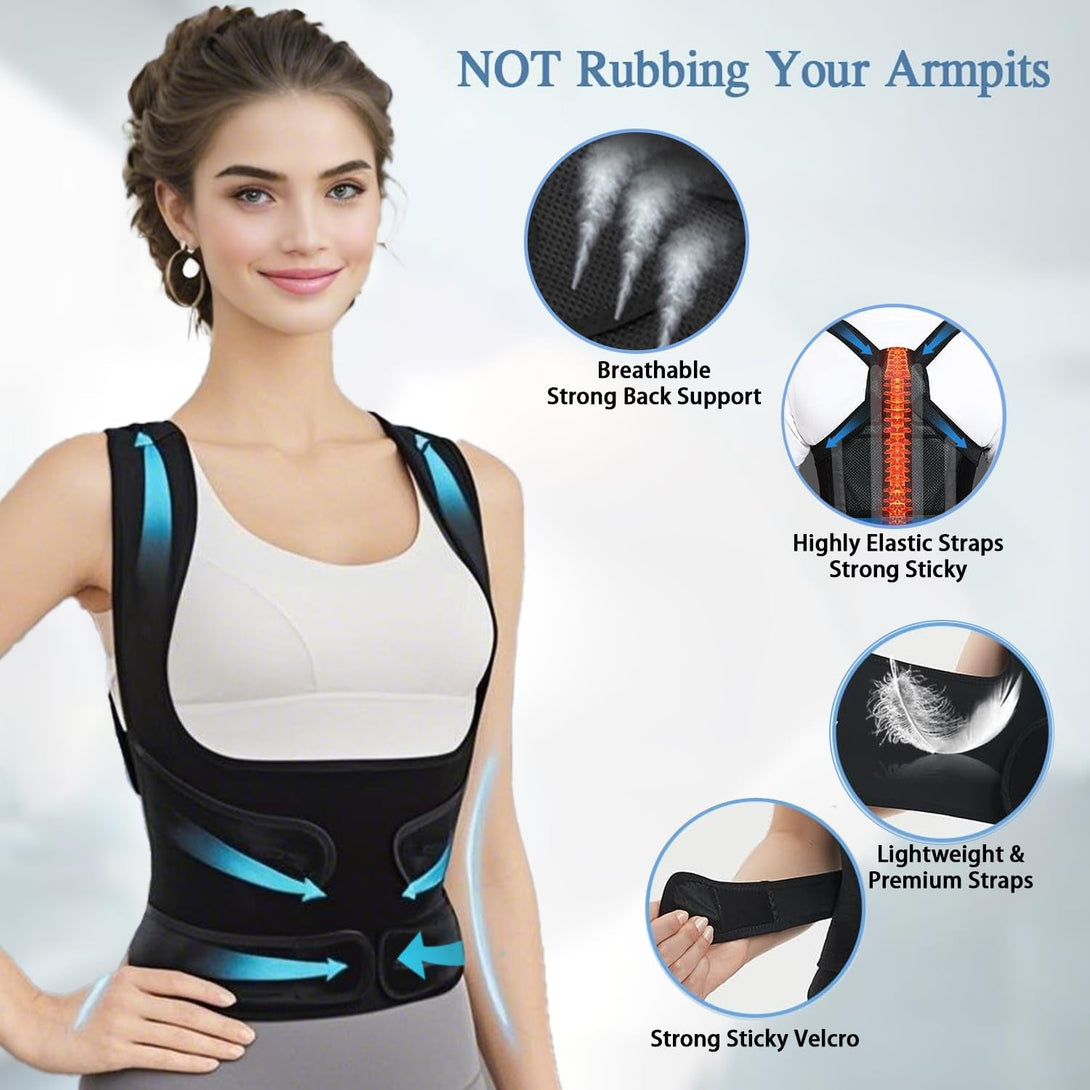 Back Brace Posture Corrector for Women and Men,Adjustable Full Back Brace and Shoulder Straightener,For Back Pain Relief,Hunchback Correction,Scoliosis,Posture Trainer