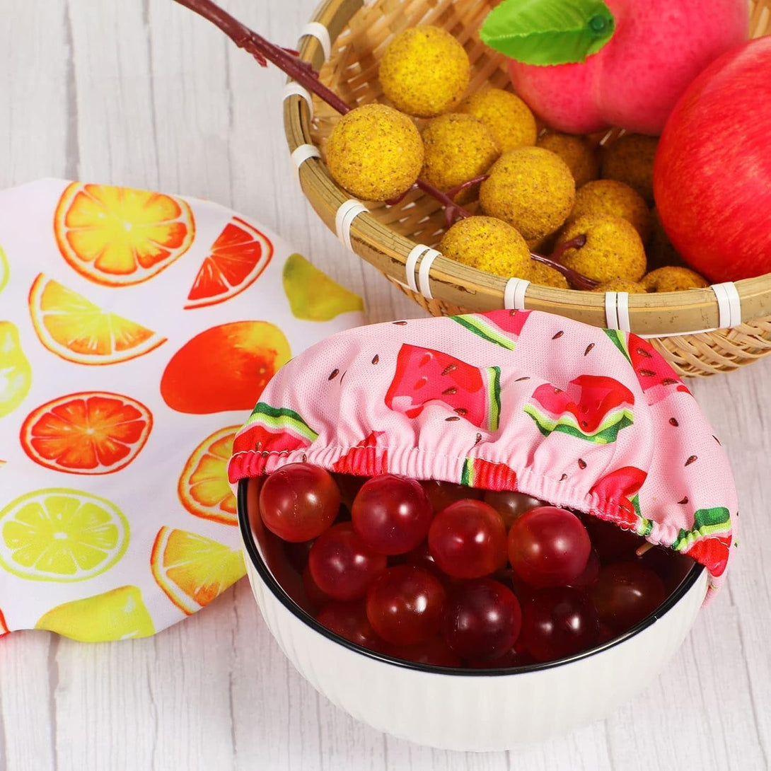 20 Pieces Summer Style Bowl Covers Reusable Fabric Stretch Cloth Covers Storage Elastic Dish Container Lids for Bowls Fruit Food Kitchen, Multiple Size