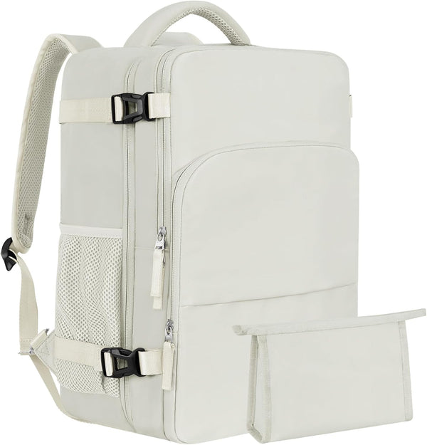 Large Travel Backpack Women, Carry on Backpack, Airplane Approved Personal Item Bag, Lightweight Laptop Backpack, Casual Work Gym College Weekender Bag, Beige