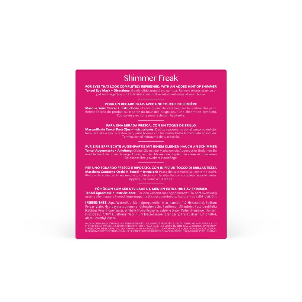 FOREO Shimmer Freak Advanced Collection 2.0 Ufo-Activated Facial - Eye Contour Illuminating - Beauty & Personal Care - Rose Water - Niacinamide - All Skin Types - Wrinkles - Puffiness - 6 Pcs in Pack