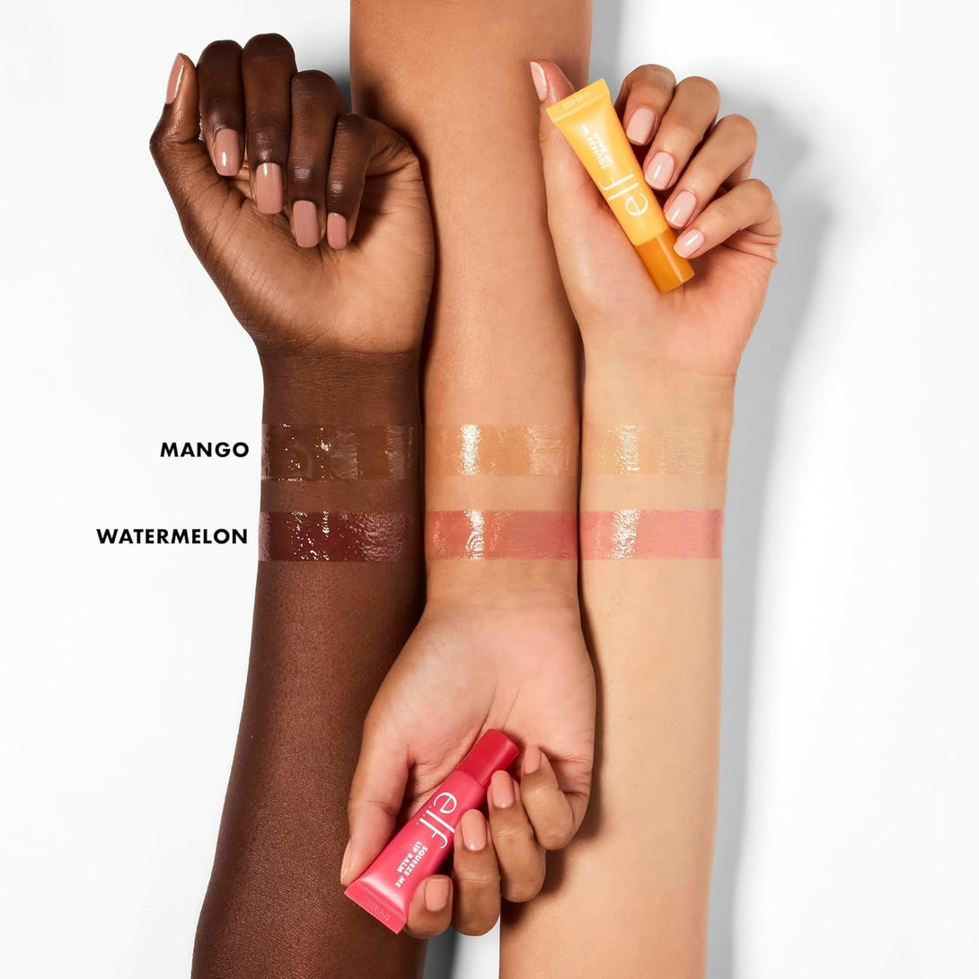 E.L.F. Squeeze Me More Lip Balm Duo, Moisturizing Balm for a Sheer Tint of Color, Made with Hyaluronic Acid, Vegan & Cruelty-Free, Mango & Watermelon
