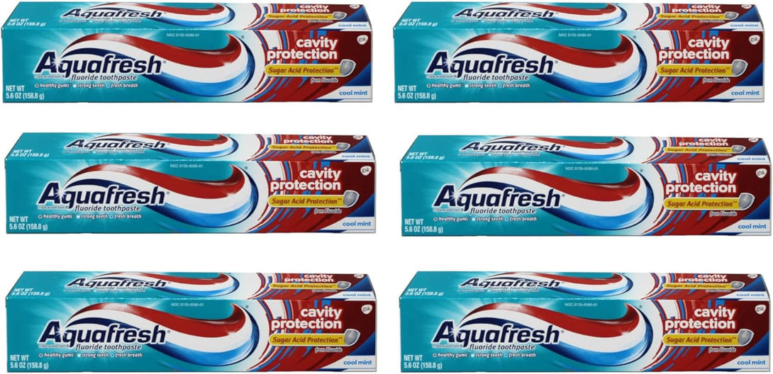 Aquafresh Cavity Protection Tube Cool Mint, 5.6 Ounce (Pack of 6)