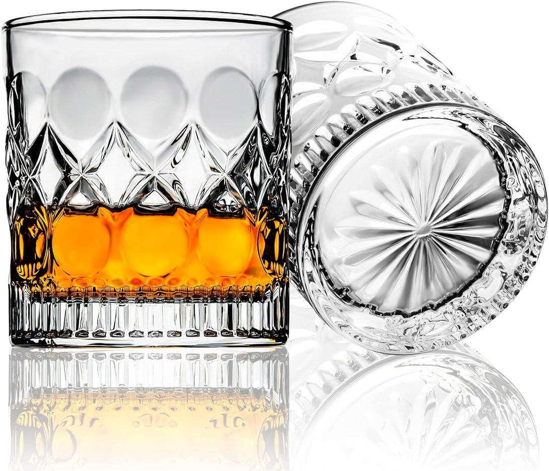 PARACITY Whiskey Glasses Set of 2,Christmas Gift, Old Fashioned Glasses, Rocks Glasses, Bourbon Glasses, Suitable for Use in Bars, Parties, and Homes, the Right Gift for Men, Father 'S Day Gift