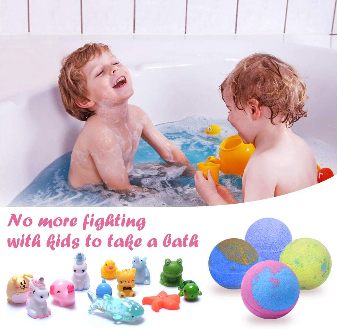 Bath Bombs for Kids with Toys inside Surprise - 12Pack Bubble Bath Fizzies Vegan Essential Oil Spa Bathbombs Fizz Bath Balls Kit for Girls Boys Women Skin Moisturize, Handmade Girl Gift Set, Kid Safe