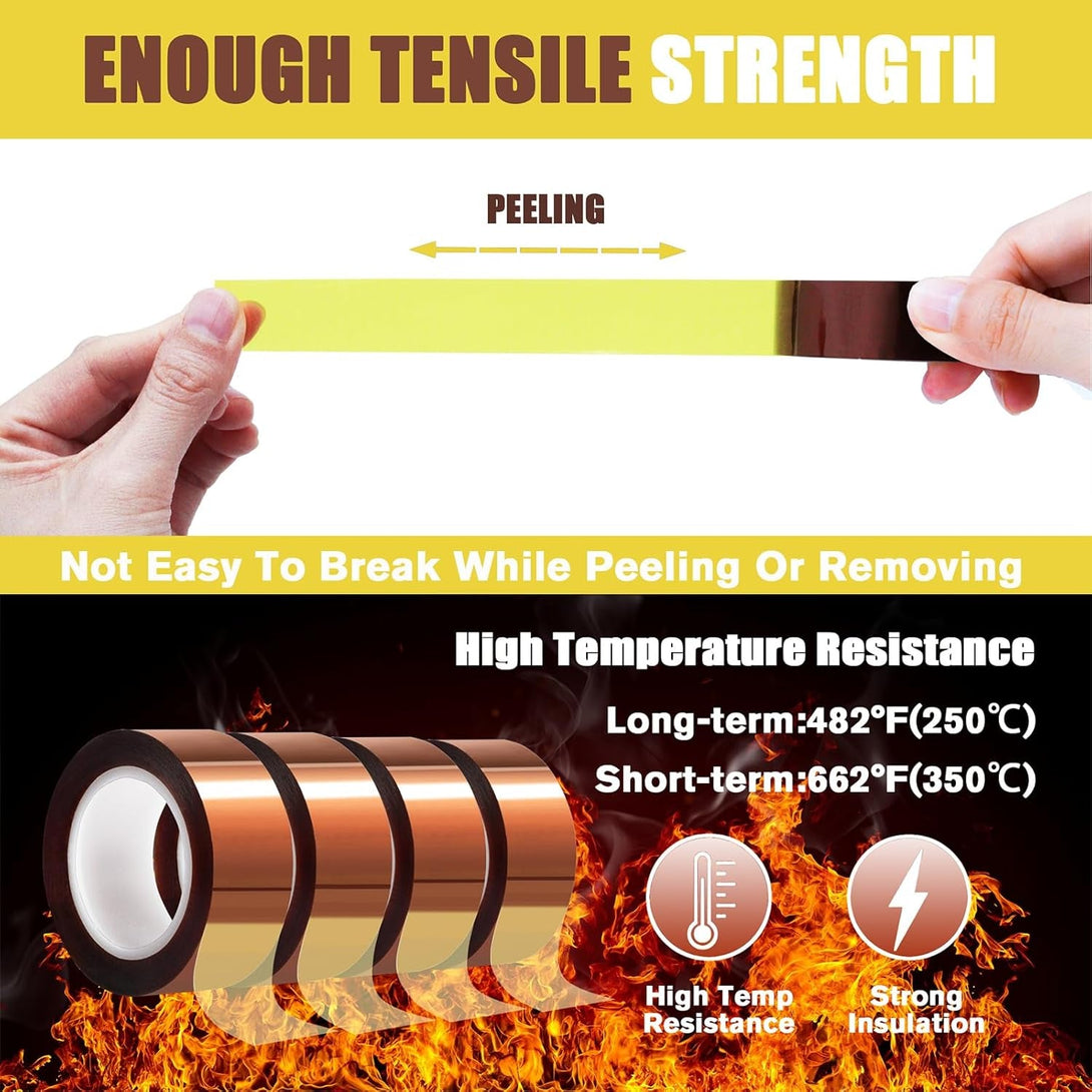 4 Rolls 20Mm X16M(52Ft) Heat Tape High Temperature Heat Resistant Tape Heat Transfer Tape for Heat Sublimation Press Vinyl,No Residue