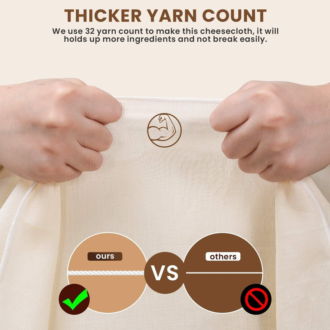 Cheese Cloths for Straining, Grade 100, 20 X 20Inch 10 Pack, Hemmed Cheesecloth for Cooking, 100% Combed Unbleached Cotton Cheese Cloth