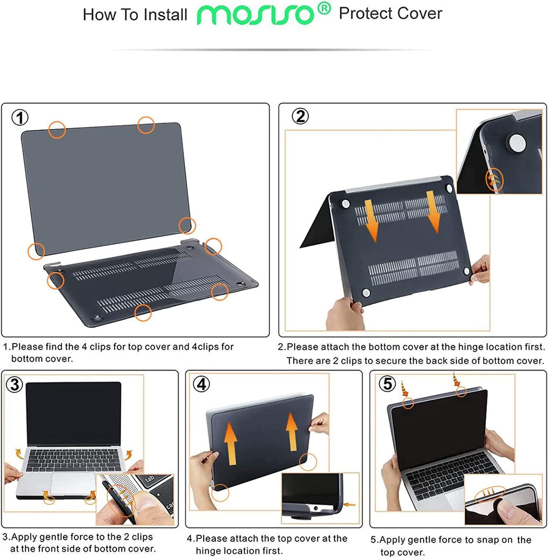 MOSISO Compatible with Macbook Air 13 Inch Case 2022, 2021-2018 Release A2337 M1 A2179 A1932, Plastic Hard Shell&Keyboard Cover&Screen Film&Storage Bag for Macbook Air 13.3 Inch Case, Airy Blue