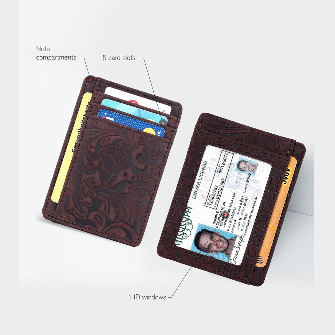 Real Leather Slim Minimalist Wallet for Men and Women -RFID Blocking Front Pocket Thin Credit Card Holder Stylish Wallets