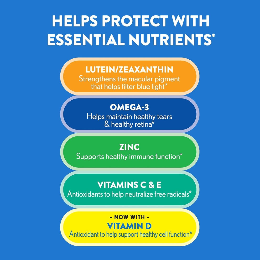 Ocuvite Adult 50+ Eye Vitamins and Mineral Supplements with Lutein, Zeaxanthin and Omega-3 from Bausch + Lomb 90 Soft Gels
