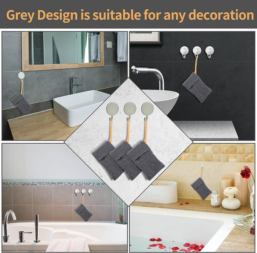 Antimbee 6-Pack Soap Pocket Exfoliating Soap Saver Pouch, Body Scrubber Rough Sponge Exfoliator for Bath or Shower, Gray Mesh Bar Soap Foam Lather Pouch