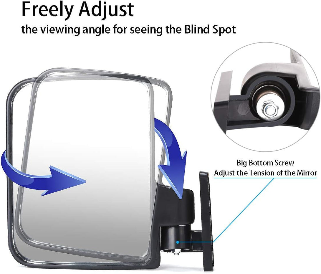 10L0L Universal Golf Cart Side Mirrors for Yamaha Club Car, EZGO, Folding Side View Mirror Extra Wide 180 Degree Large Panoramic Mirrors