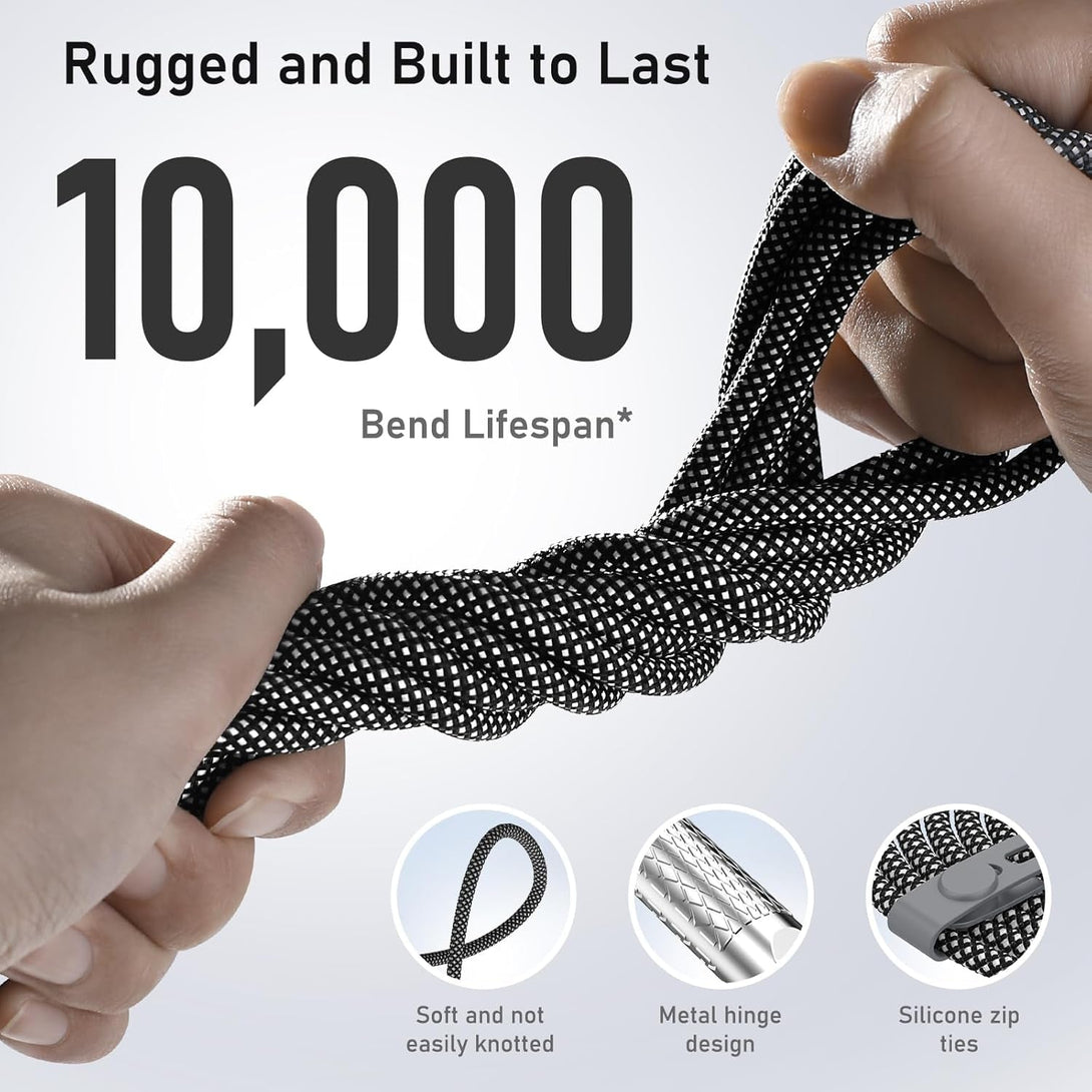 USB C to USB C Cable 10FT 240W, 180°Rotating USB C Cable Braided Type C Charger Cable Fast Charge for Iphone 16/16Pro/16Plus/16Promax,Macbook Air,Ipad Pro,Pixel,Samsung Galaxy S23/S24 Ultra-Black
