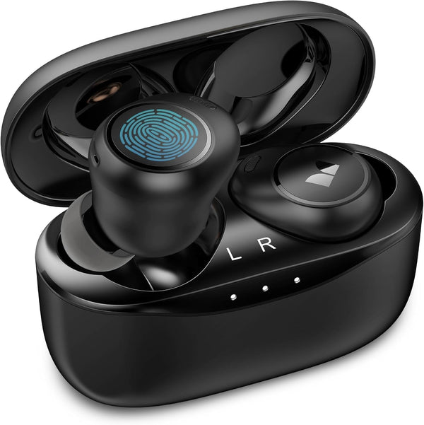 Monster Achieve 300 Airlinks Wireless Earbuds, Bluetooth 5.3 In-Ear Headphones, Touch Control, Built-In Microphone, USB-C Fast Charging, 32H Playtime, Black