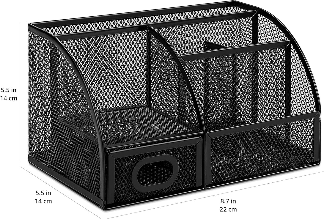 Amazon Basics Mesh Pen Holder and Organizer, Black, ‎9.1" X 5.9" X 5.5''