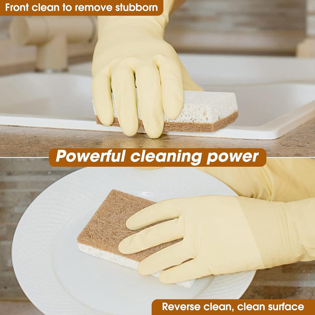 10 Pack Nature Dish Sponge - Natural Kitchen Sponge - Coconut Fiber and Wood Cellulose Scrubber Sponge