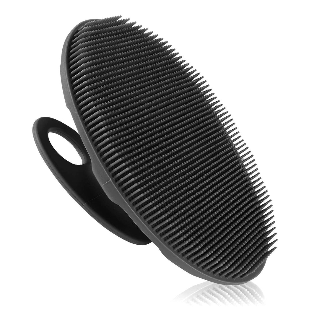 INNERNEED Soft Silicone Body Scrubber Handheld Shower Cleansing Brush, Gentle Exfoliating and Massage for All Kinds of Skin (Black)