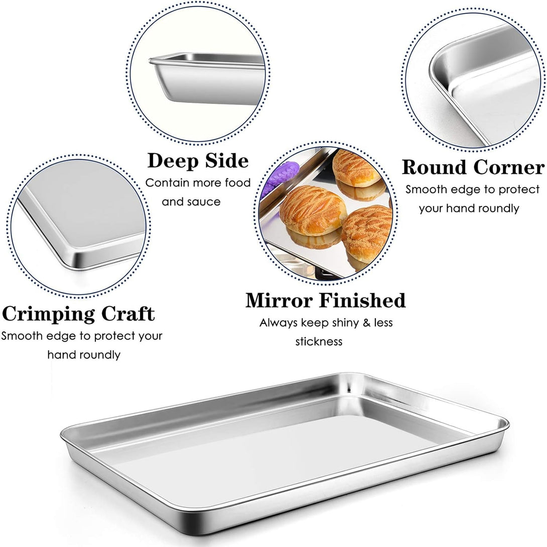 P&P CHEF 16 Inch Baking Cookie Sheet, Oven Pan Tray Stainless Steel Sheet Pan for Kitchen, Oven Bakeware for Multi Uses, Shiny Look & Dishwasher Safe, Healthy & Heavy Duty, 1Pc