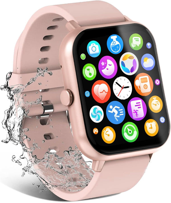 Smart Watch for Men Women Compatible with IOS Android Phone, 1.83" Full Touchscreen IP68 Waterproof Smartwatch,Fitness Tracker with Make/Recive Call 123+ Sport Modes Heart Rate/Sleep Monitor,Pink