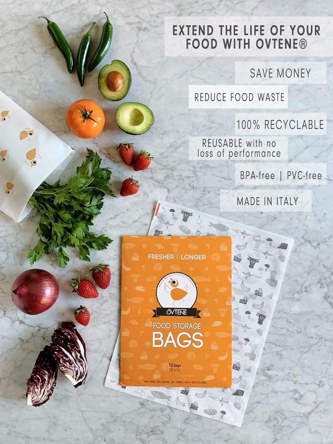 Food Storage Sheets for Cheese, Meat, and Produce - Keeps Food Fresher Longer (20 Sheets)
