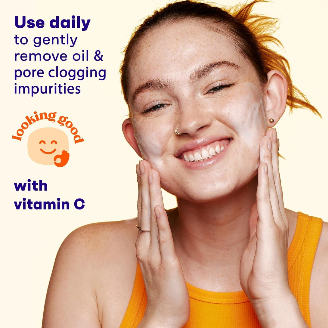 Clean & Clear Morning Burst Oil-Free Facial Cleanser with Brightening Vitamin C, Ginseng, and Gentle Daily Brightening Face Wash for All Skin Types, Hypoallergenic, 8 Fl. Oz