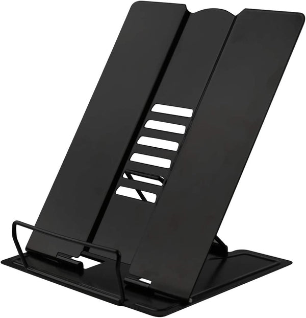 Citmage Desk Book Stand Document Holder Heavy Duty Metal Reading Stand with Book Magazine Menu Ipad Music Score Speech Draft with 5 Adjustable Positions(Black)
