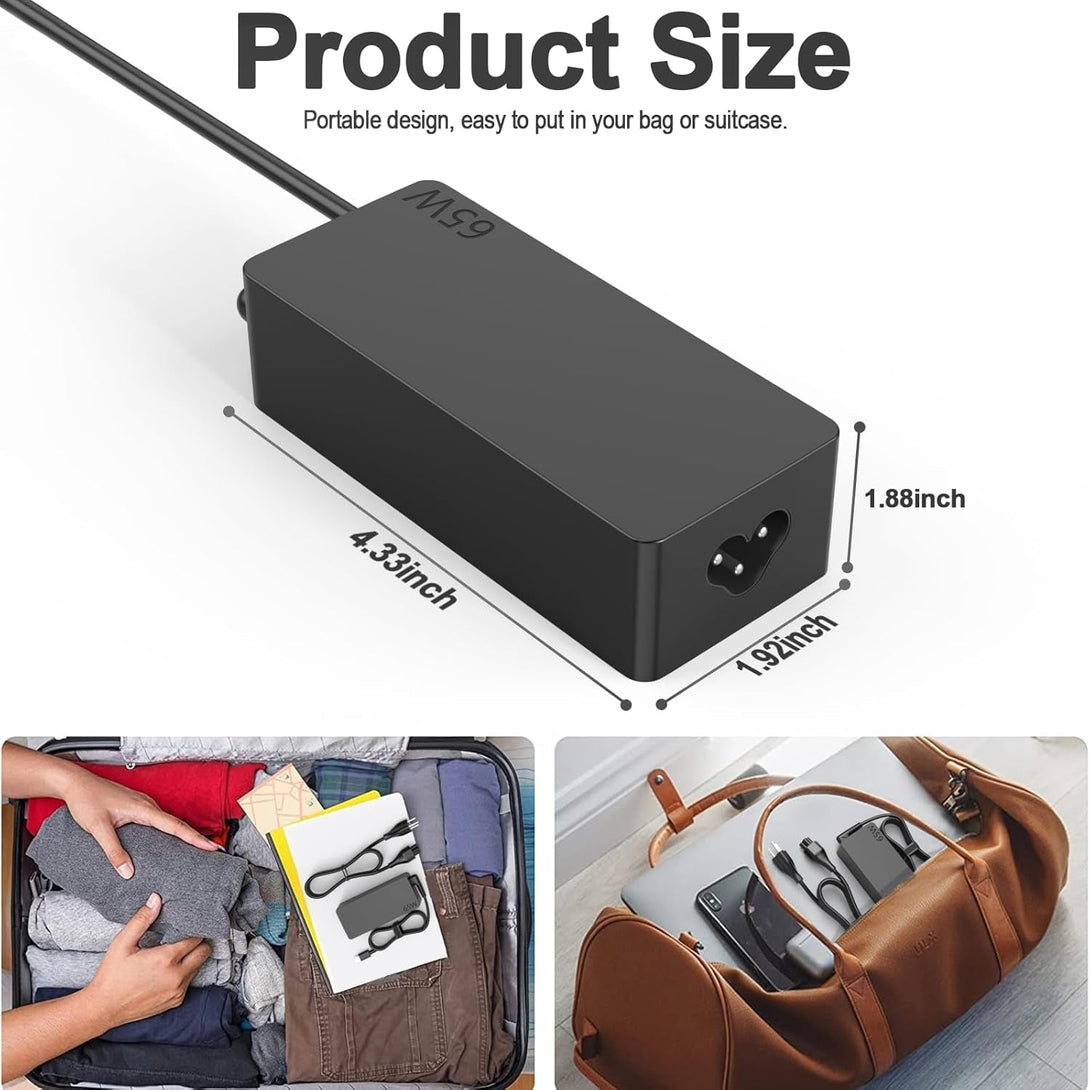 Replacement for 65W Lenovo Laptop Charger USB C ;Compatible with Lenovo Thinkpad T480S T580S T490 E480 E580 Chromebook C330 S330 100E 300E 500E,Yoga C930 C940 720 Power Supply Adapter Cord