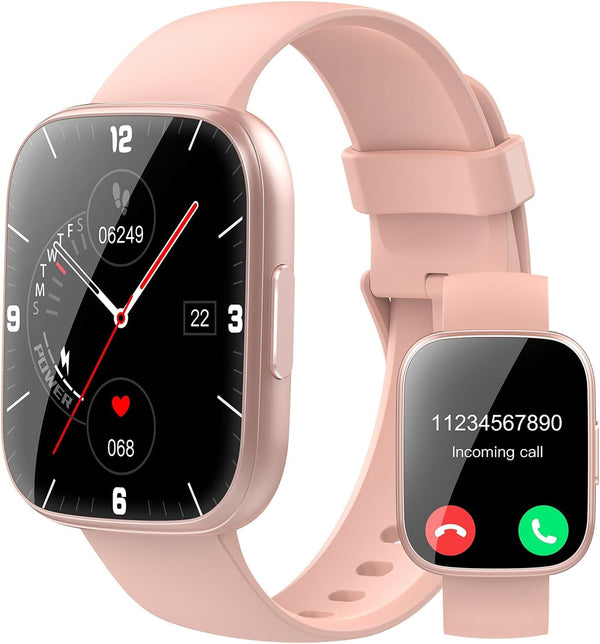 Smart Watch for Men Women(Answer/Make Calls), 1.95" HD Touch Screen Fitness Watch with Sleep Heart Rate Monitor, 110+ Sports Modes, IP68 Waterproof Activity Trackers Compatible with Android Ios, Pink