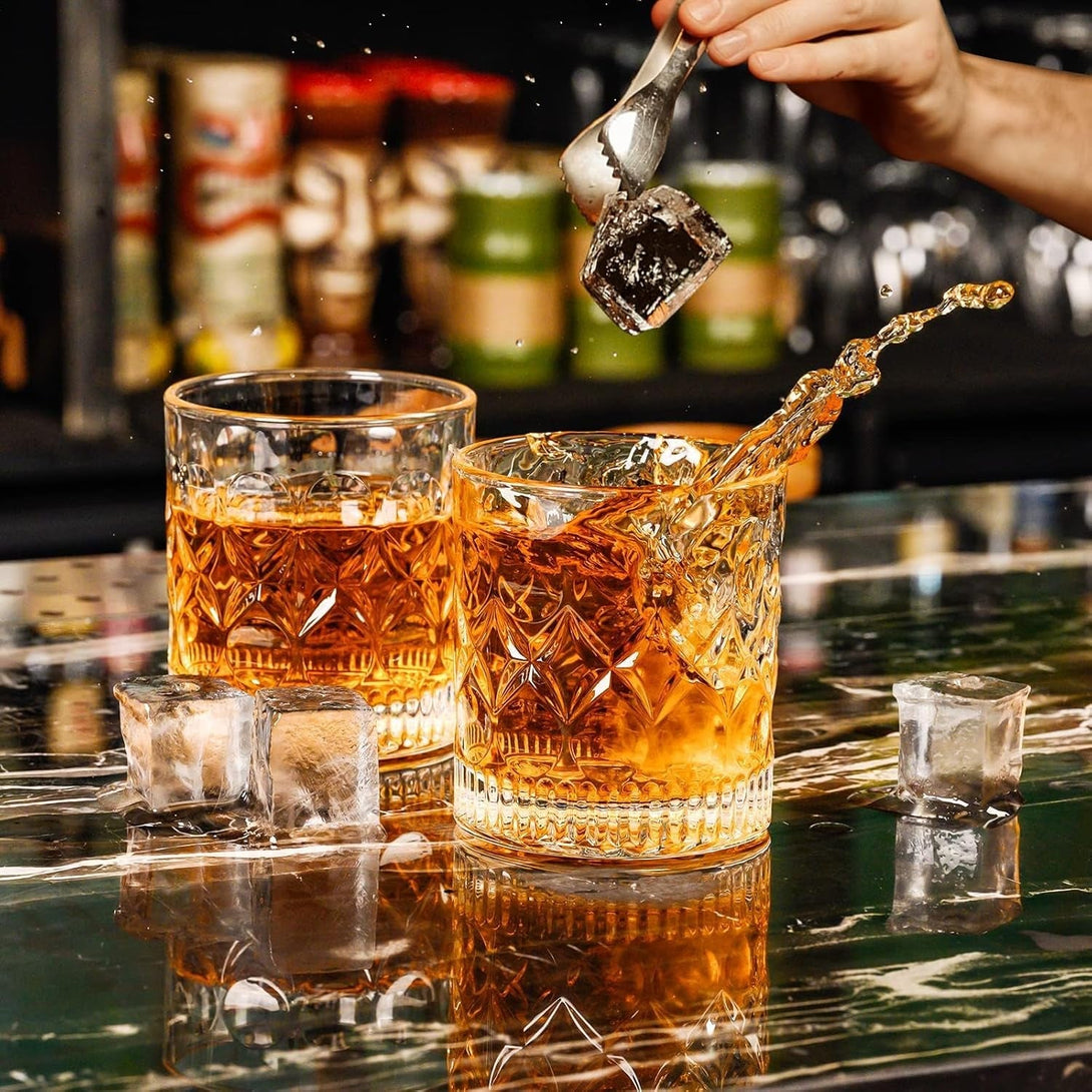 PARACITY Whiskey Glasses Set of 2,Christmas Gift, Old Fashioned Glasses, Rocks Glasses, Bourbon Glasses, Suitable for Use in Bars, Parties, and Homes, the Right Gift for Men, Father 'S Day Gift